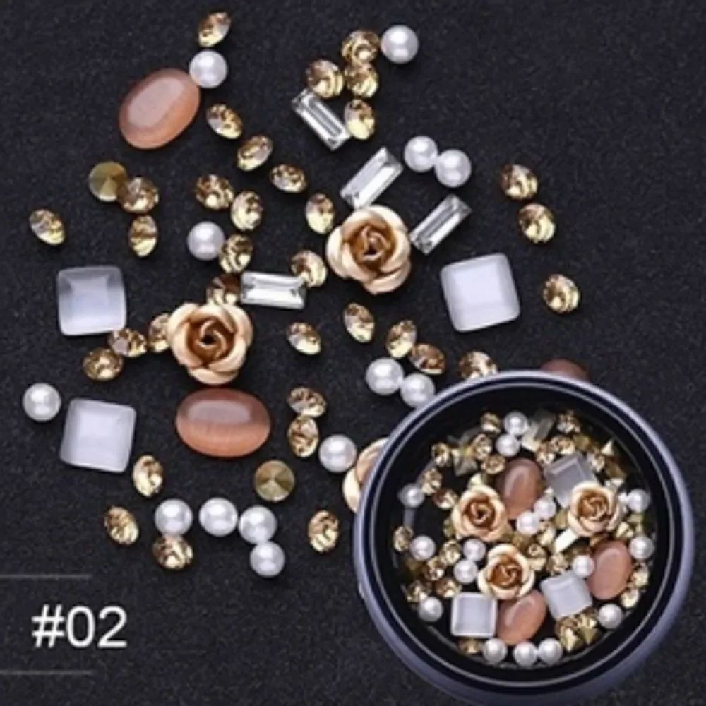 Gold and pearl nail embellishments